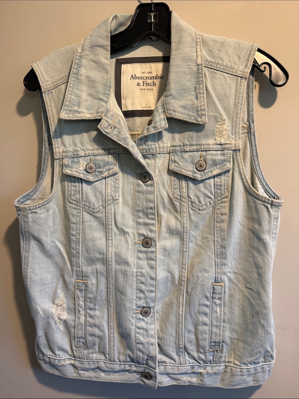 Abercrombie & Fitch Light Blue Denim Vest Jacket